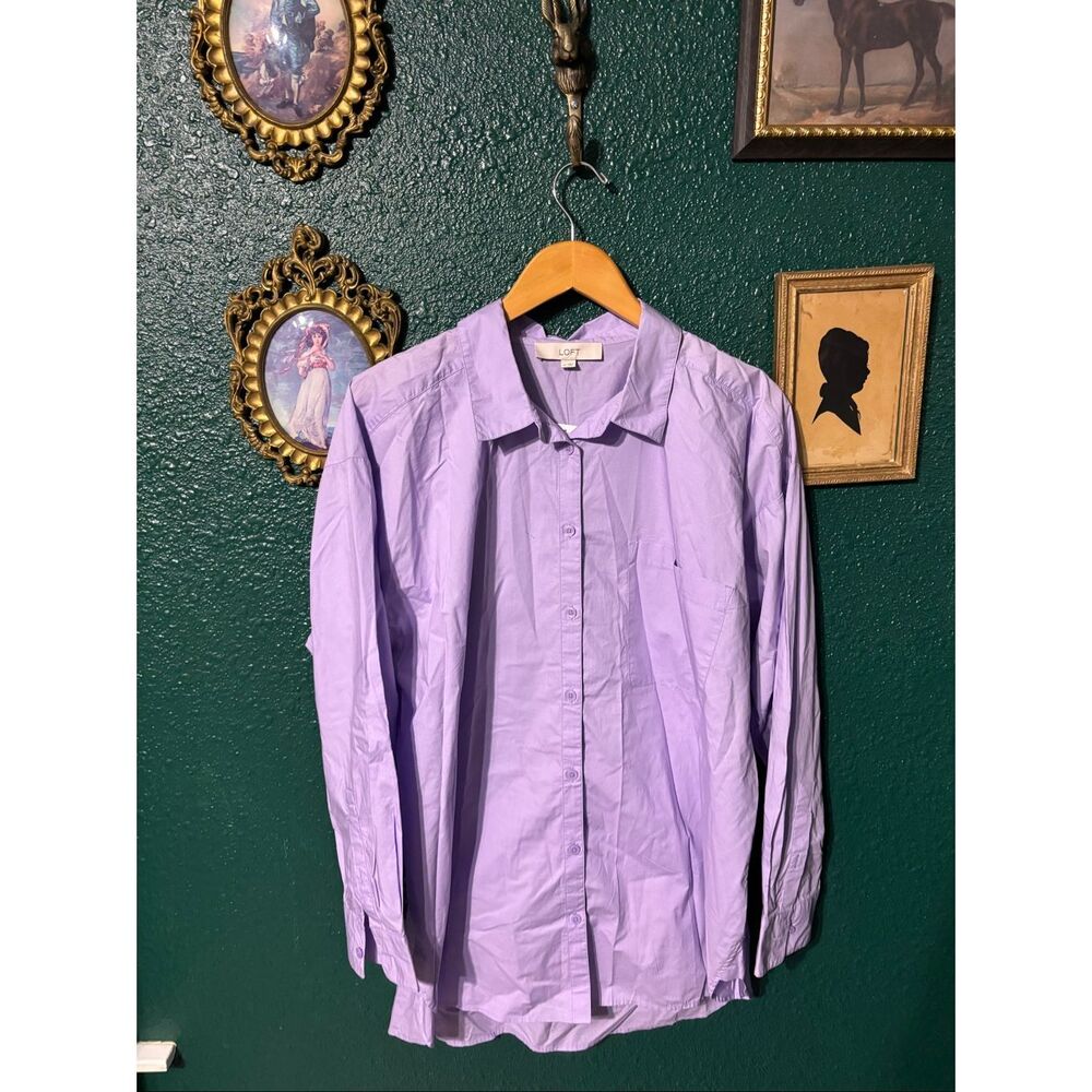 Loft Women’s Purple Button Down Blouse Sz XL NWT